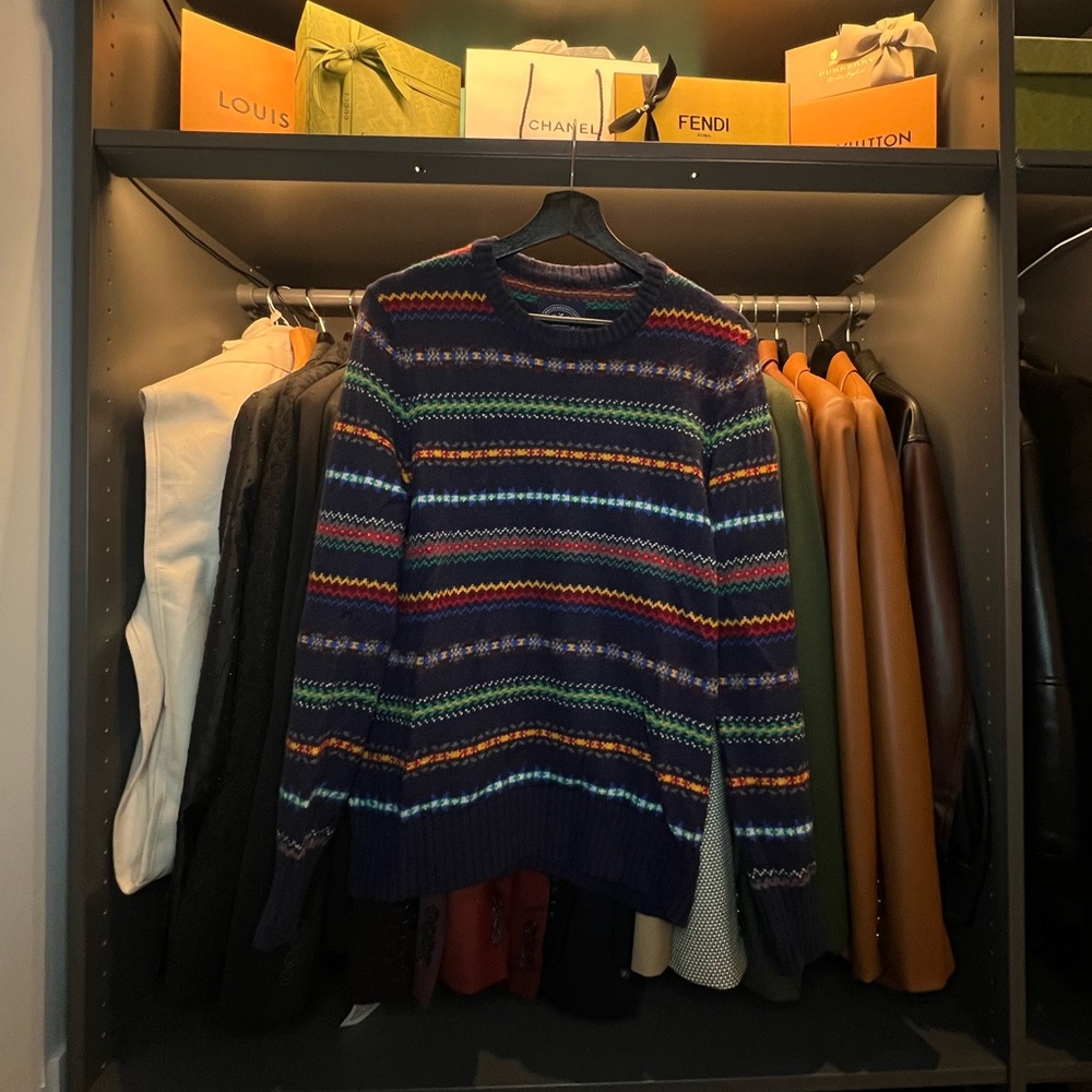 American Eagle Men’s Fair Isle Sweater (Navy).